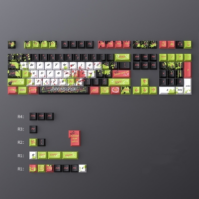 Red Green Graffiti 104+22 PBT Dye-subbed Keycaps Set Cherry Profile for MX Switches Mechanical Gaming Keyboard